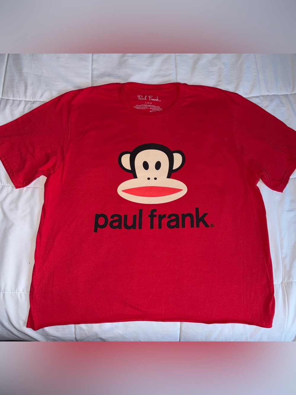 Red Paul Frank Julius Face Short Sleeve Cropped Tee - Large